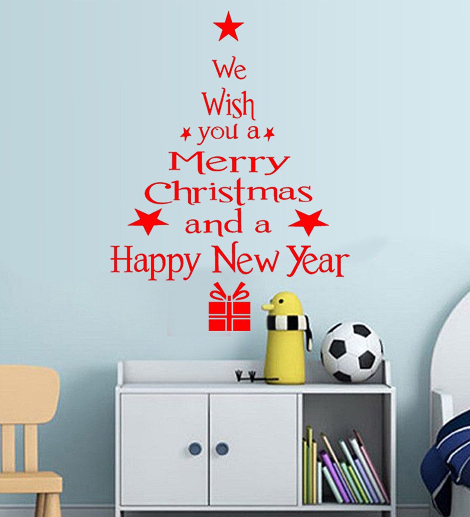 PVC Vinyl Happy Christmas & Happy New Year Quote Wall Sticker
