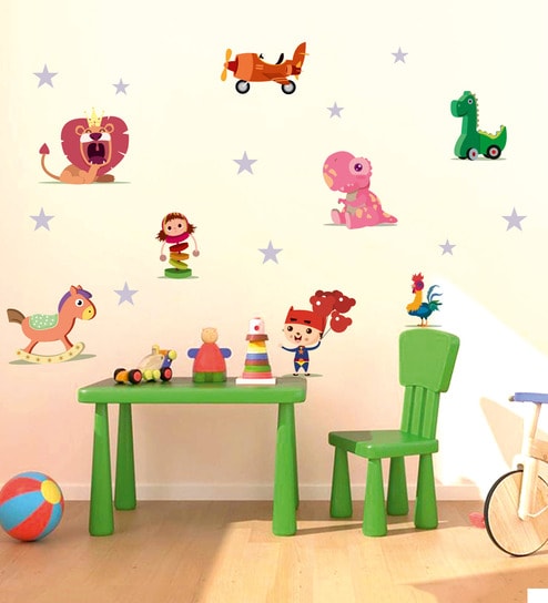 Buy Pvc Vinyl Cute Animals Toy Wall Sticker By Decor Kafe Online