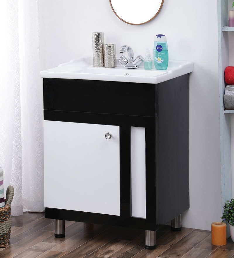 Buy Pvc Floor Rested Bathroom Vanity In Black White By Jj