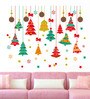 PVC Vinyl Colourful Hanging Christmas Trees & Stars Decoration Wall Sticker