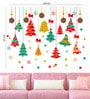 PVC Vinyl Colourful Hanging Christmas Trees & Stars Decoration Wall Sticker