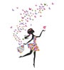 PVC Vinyl Dreamy Girl with Flying Colourful Butterflies Wall Sticker