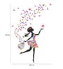 PVC Vinyl Dreamy Girl with Flying Colourful Butterflies Wall Sticker