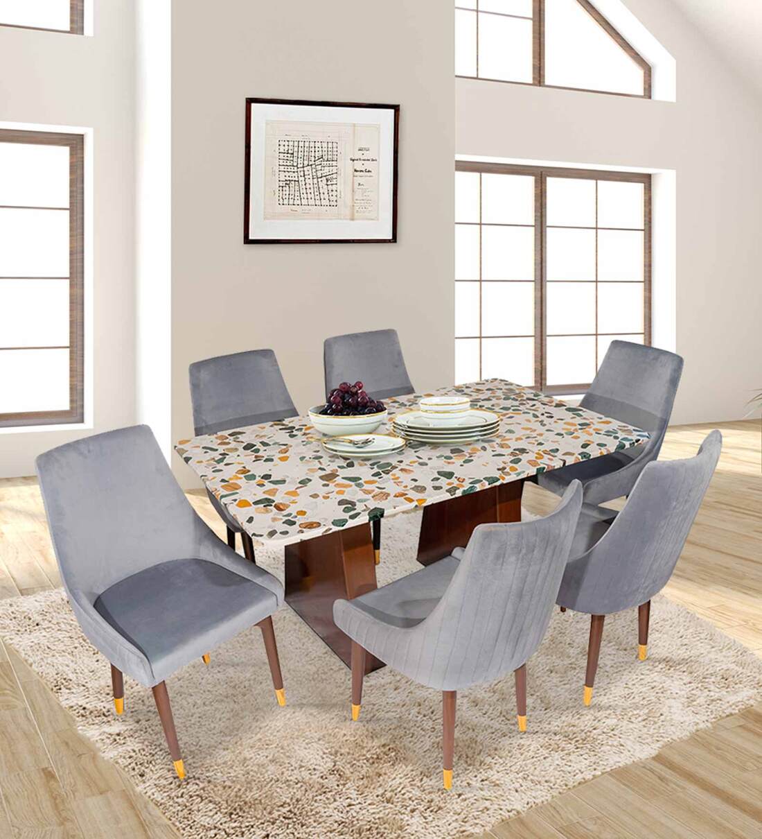 Buy Pyramid Solid Wood 6 Seater Dining Set in Multi Colour at 19 OFF