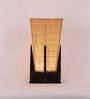 Pyramid Beige Jute Shade Table Lamp with Dark Brown Base