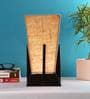 Pyramid Beige Jute Shade Table Lamp with Dark Brown Base