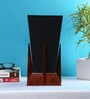 Pyramid Black Cotton Shade Table Lamp with Natural Brown Base