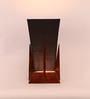 Pyramid Black Cotton Shade Table Lamp with Natural Brown Base