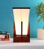 Pyramid Multicolour Cotton Shade Table Lamp with Natural Brown Base