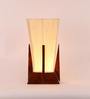 Pyramid Off White Cotton Shade Table Lamp with Natural Brown Base