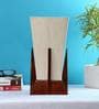 Pyramid Off White Cotton Shade Table Lamp with Natural Brown Base