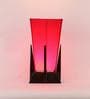 Pyramid Red Cotton Shade Table Lamp with Dark Brown Base