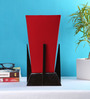 Pyramid Red Cotton Shade Table Lamp with Dark Brown Base