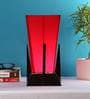 Pyramid Red Cotton Shade Table Lamp with Dark Brown Base