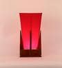 Pyramid Red Cotton Shade Table Lamp with Natural Brown Base