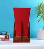 Pyramid Red Cotton Shade Table Lamp with Natural Brown Base