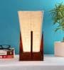 Pyramid White Jute Shade Table Lamp with Natural Brown Base