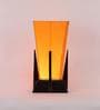 Pyramid Yellow Cotton Shade Table Lamp with Dark Brown Base