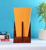 Pyramid Yellow Cotton Shade Table Lamp with Natural Brown Base