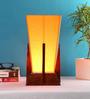 Pyramid Yellow Cotton Shade Table Lamp with Natural Brown Base