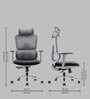 Bravo Fabric Ergonomic Chair in Grey Colour with Headrest