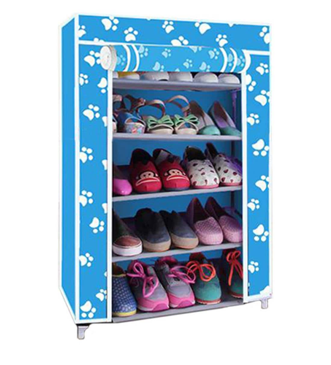Buy Qida 5 Layer Shoe Rack in Blue Colour by DIY Furniture Online