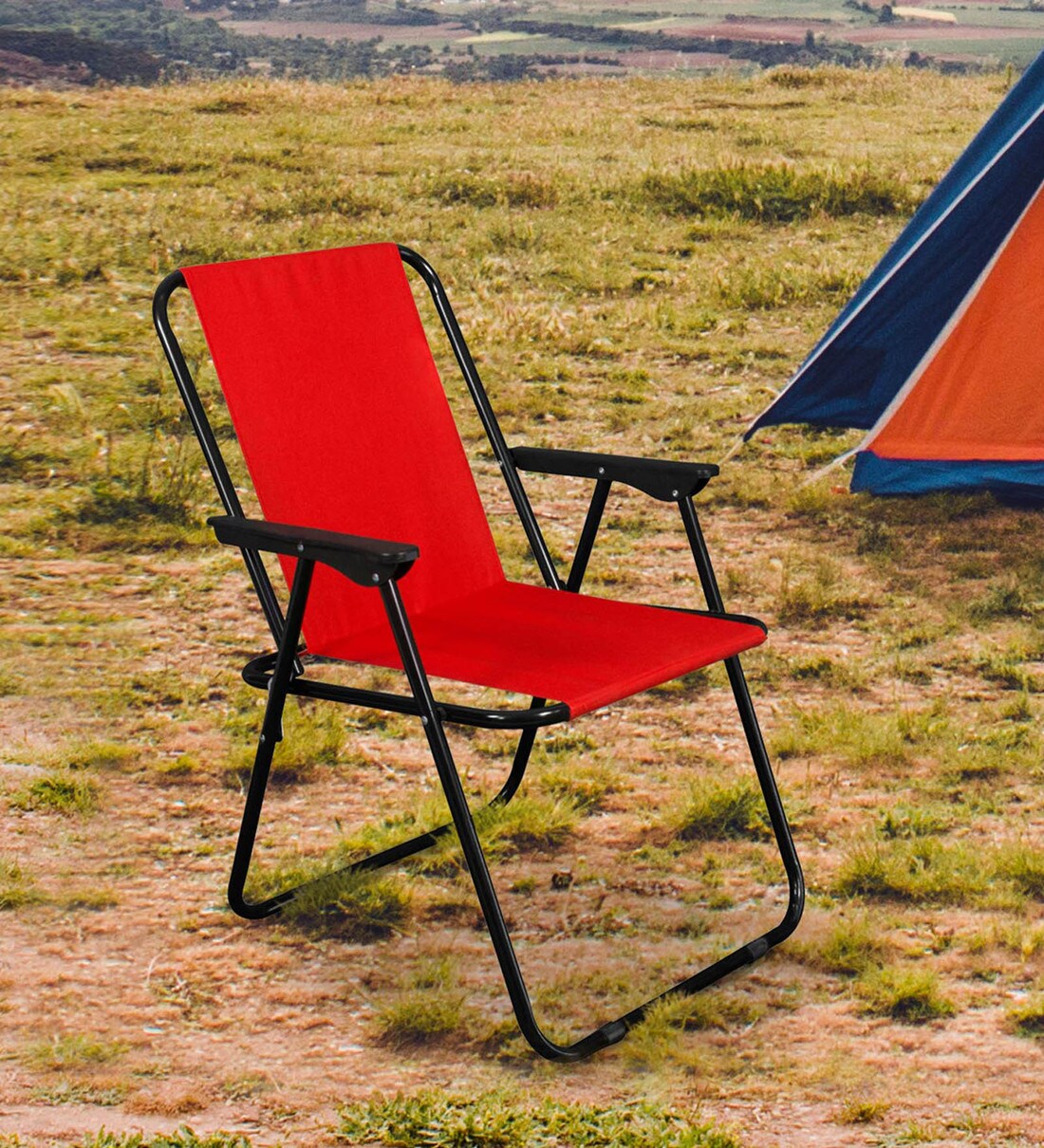 Buy Quad Light weight Portable Folding Camping Chair in Red Colour by