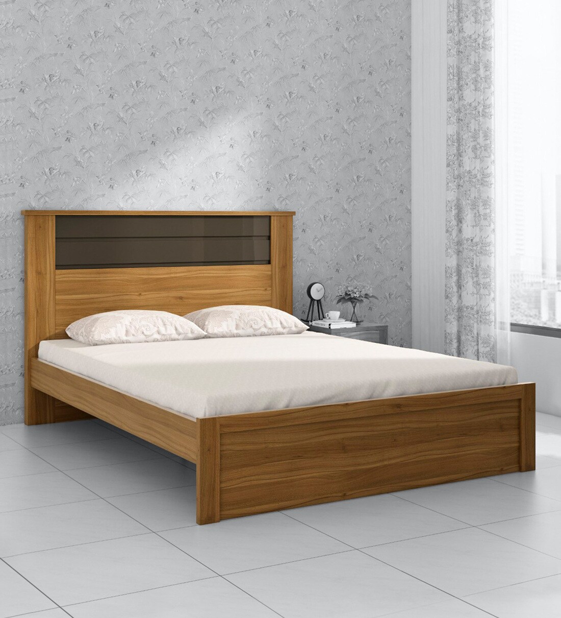 Buy Quadro Cosco King Size Bed in Brown Colour by Home Centre Online