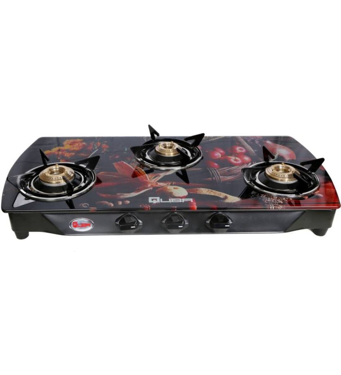 Buy Quba 3 Burner Glass Top Cooktop B3 Apple Basket Auto Ignition at 31