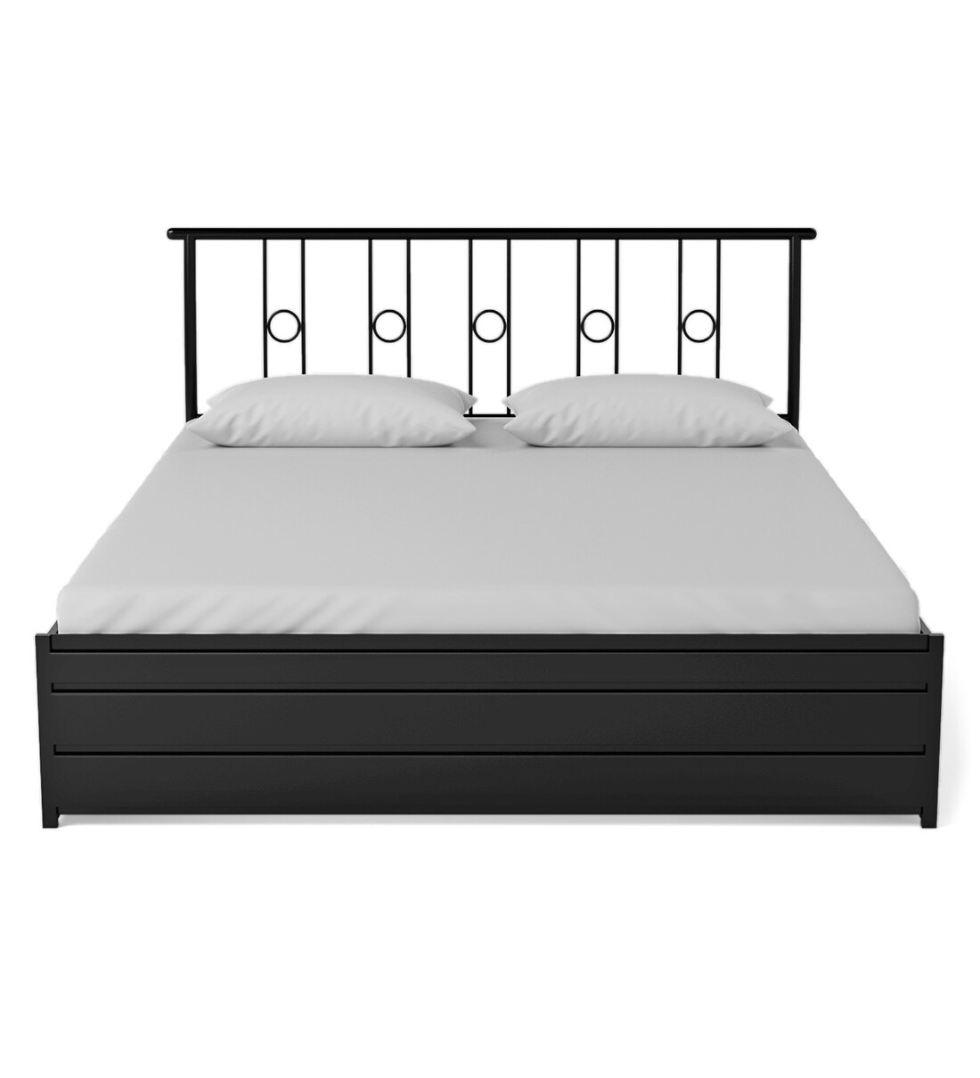 Buy Metallika Queen Size Bed with Storage in Black Finish by Furniturekraft Online Modern
