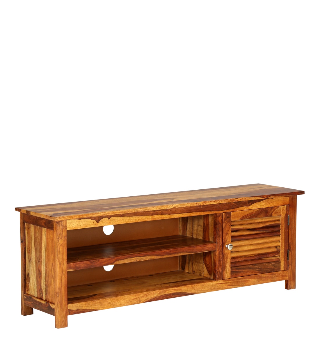 Buy Quentin Solid Wood Entertainment Unit In Natural Teak Finish By Woodsworth Online