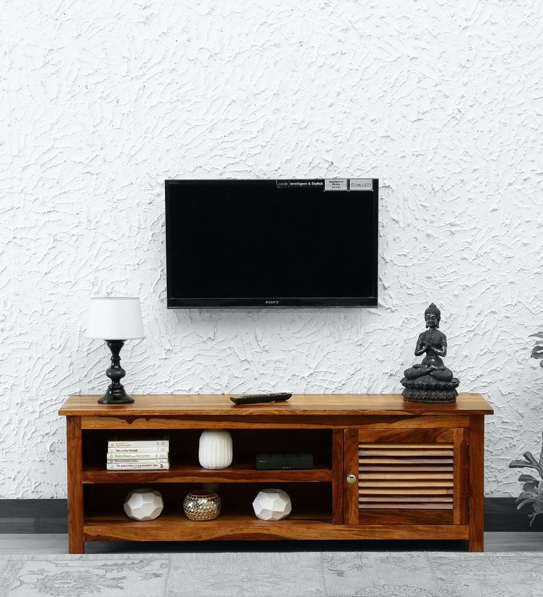 Buy Quentin Solid Wood Entertainment Unit In Natural Teak Finish at 3 OFF by Woodsworth from