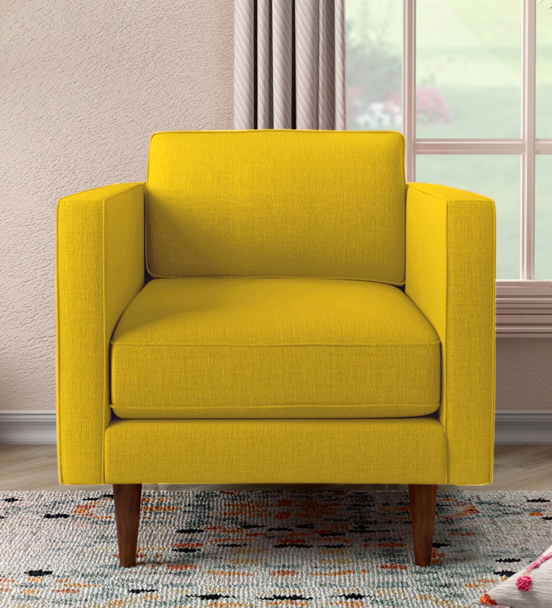 yellow single seater sofa