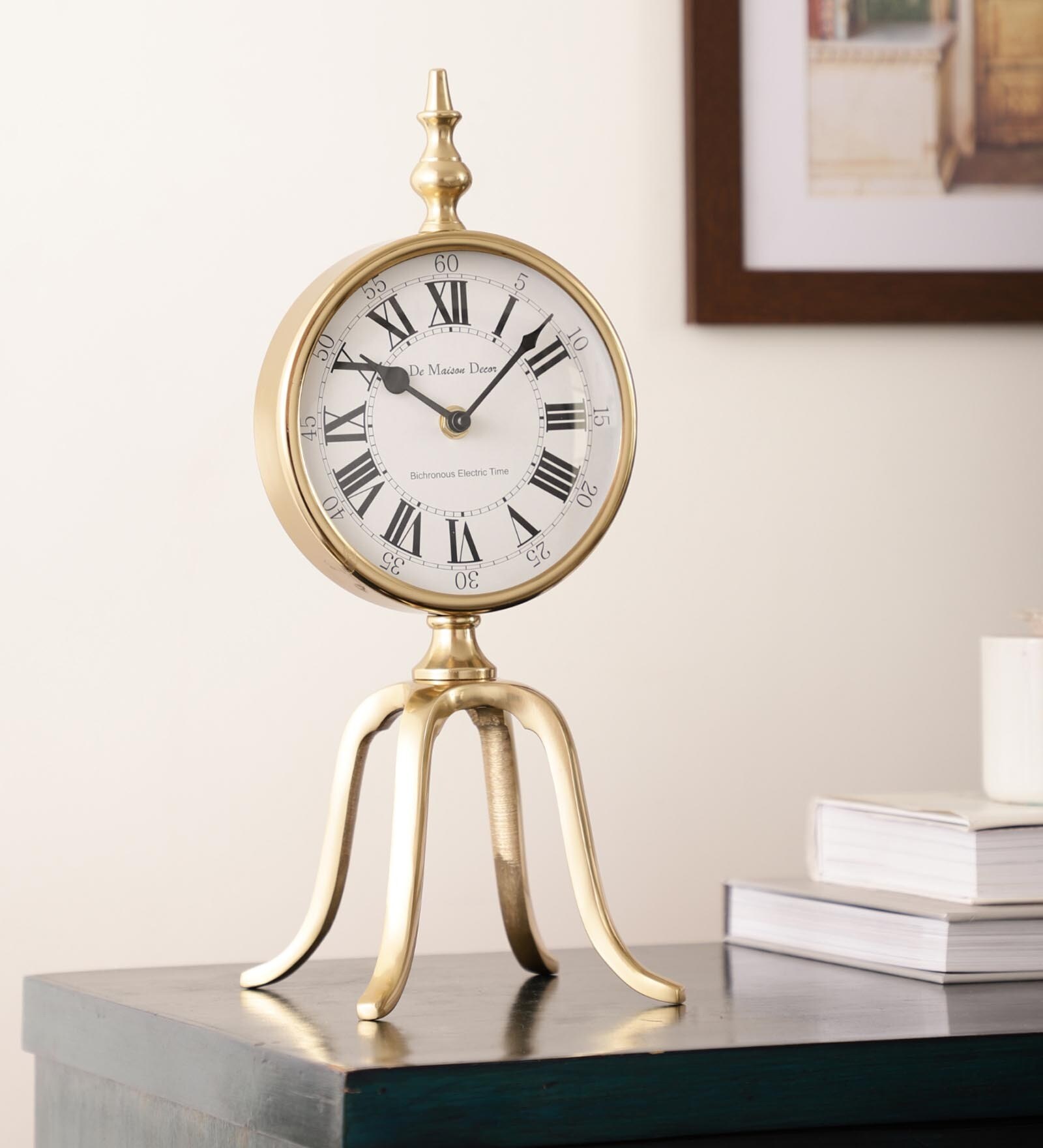 Quad Stand Clock In Gold