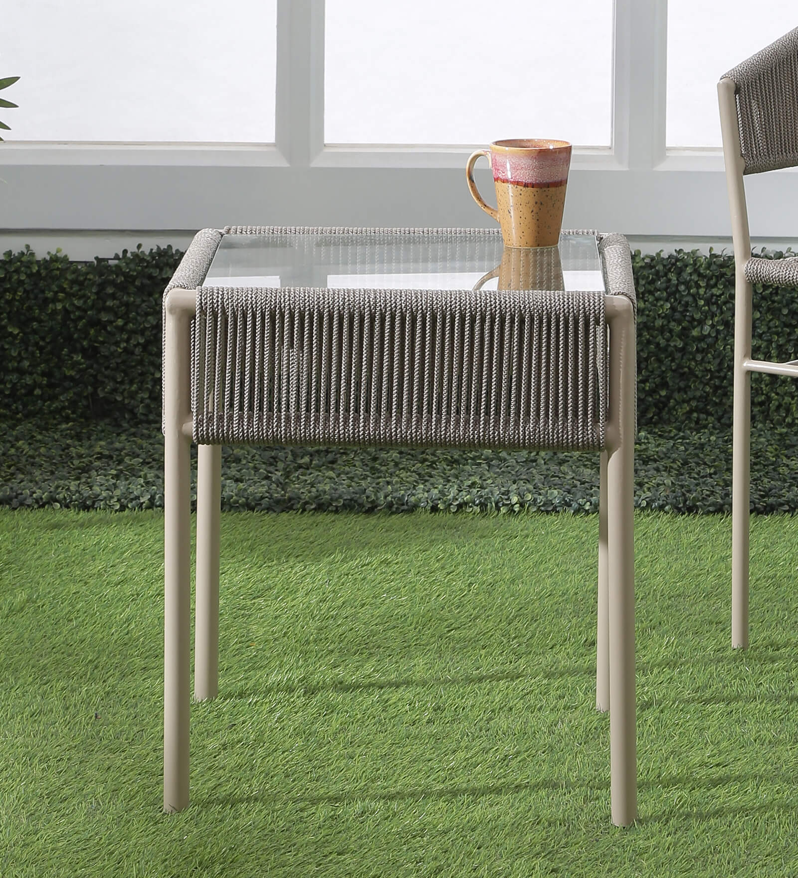 Buy Quad Steel & Braided Rope Outdoor Table In Cream Finish at 23% OFF ...