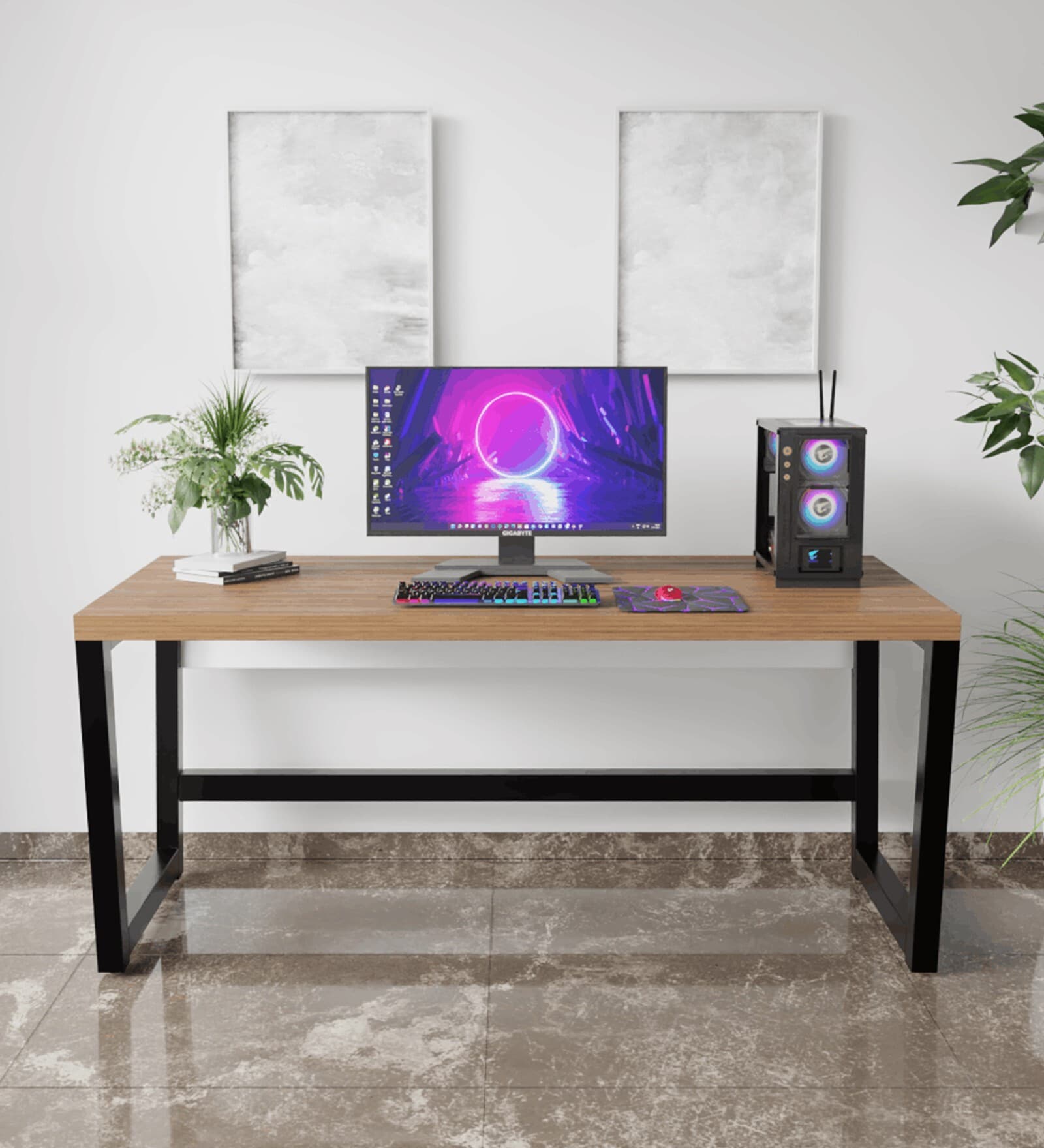 Quantam Workstation In Beige Finish Quantam Workstation In Beige Finish