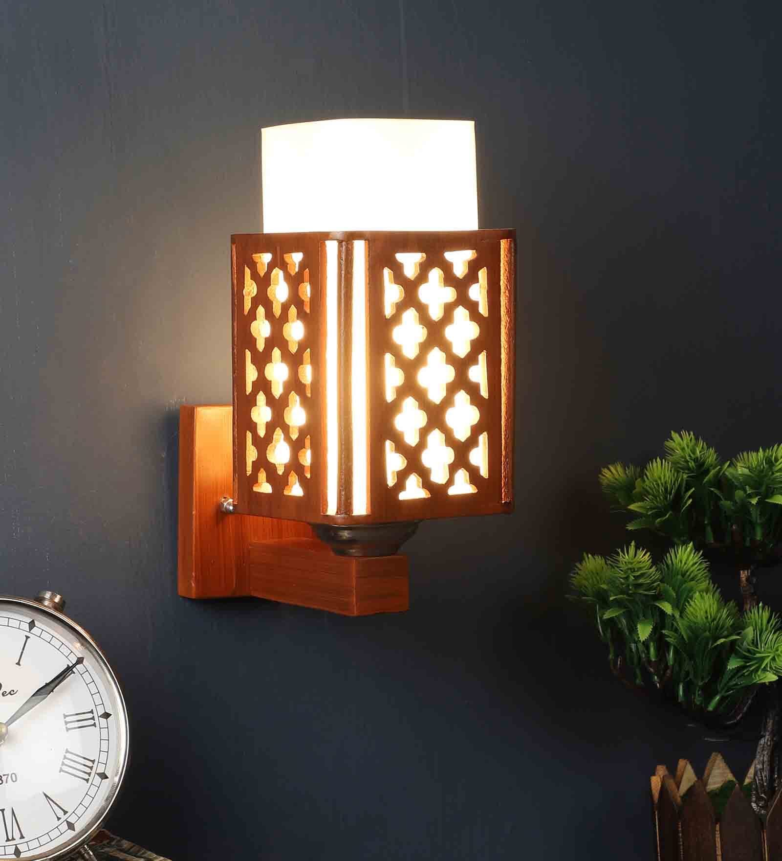 Hudson Wooden Wall Mounted Uplight Sconce (Brown)