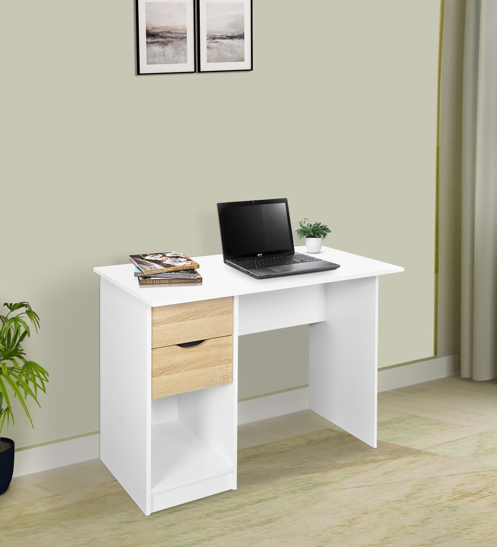 Quatro Writing Table in Sonoma Oak & White Finish