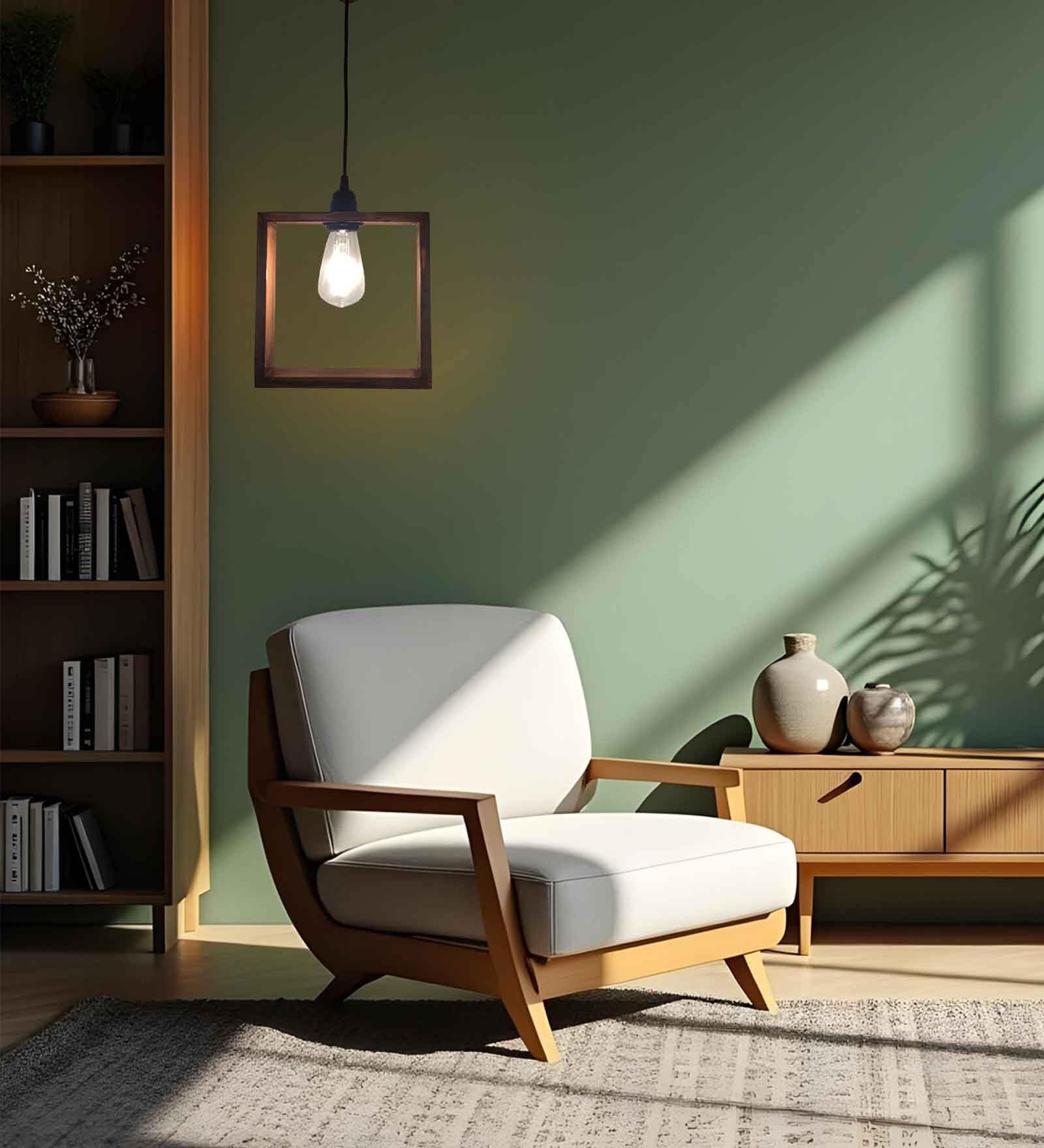 Quattro Brown Solid Wood Single Hanging Light