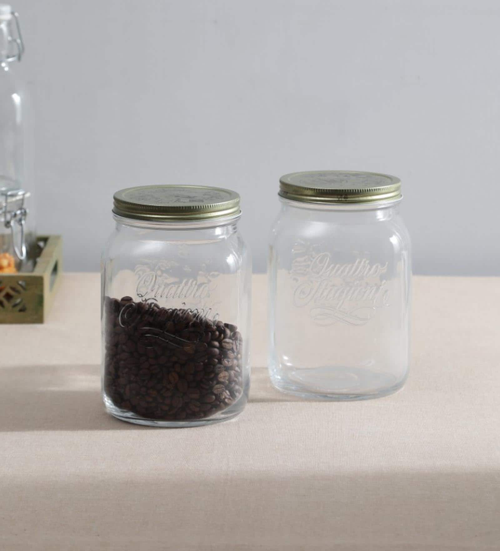 Quattro Stagioni 2 Ltr Transparent Glass (Set of 2) Jars and Containers
