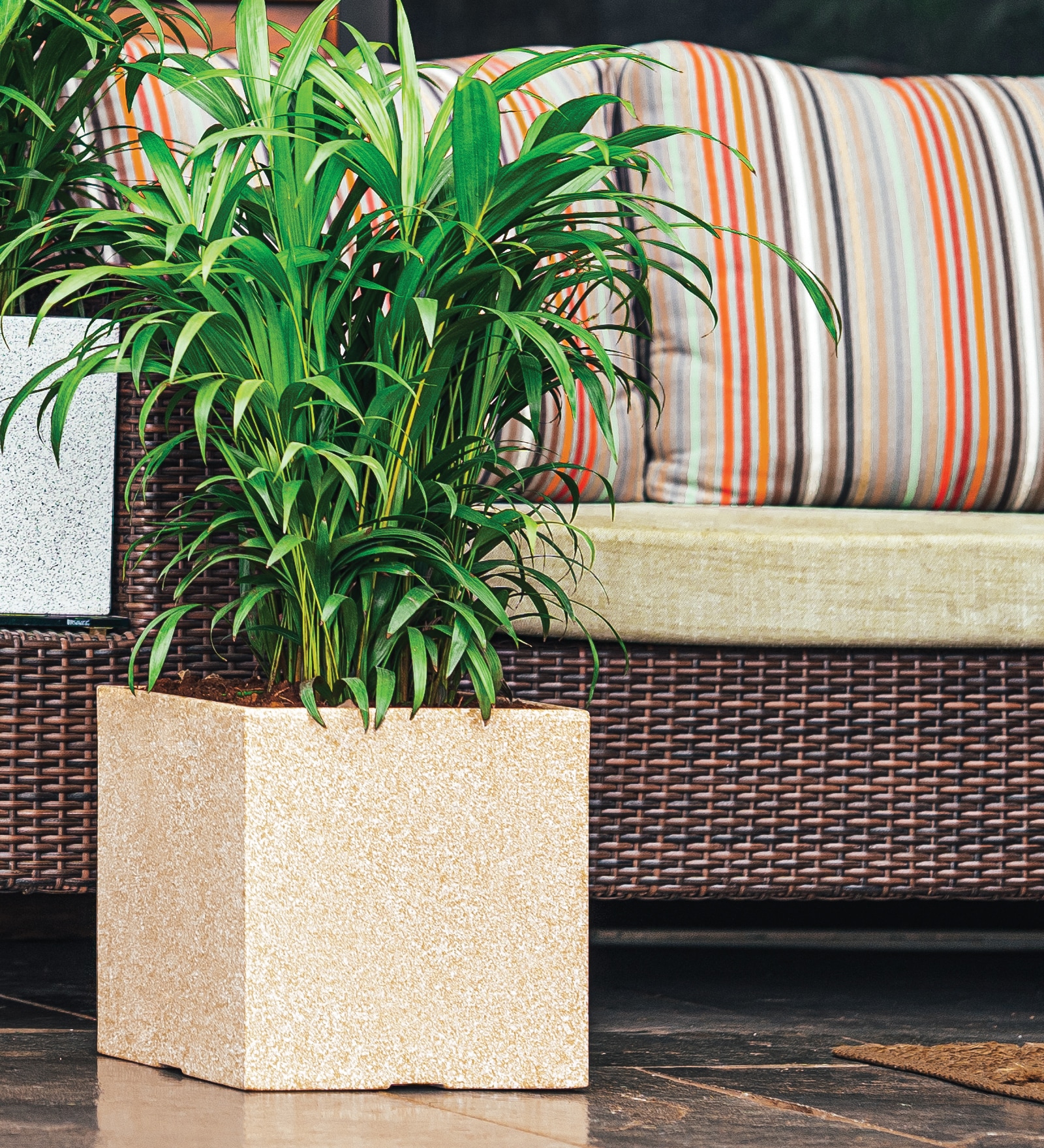 Cream Quebec Square 12 Inches Outdoor Planter Pot