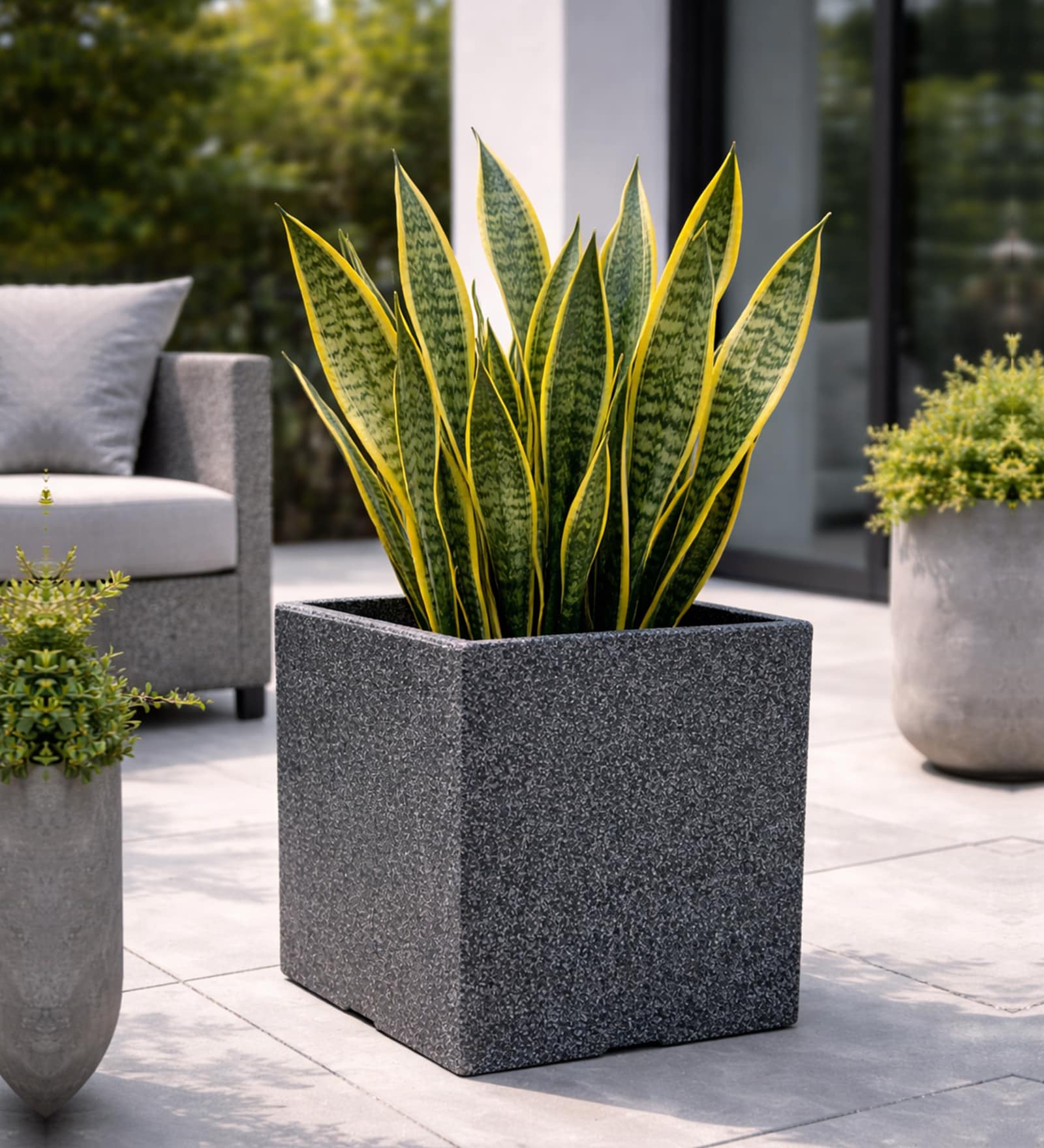 Quebec Square Grey 12 Inches Outdoor Planter Pot