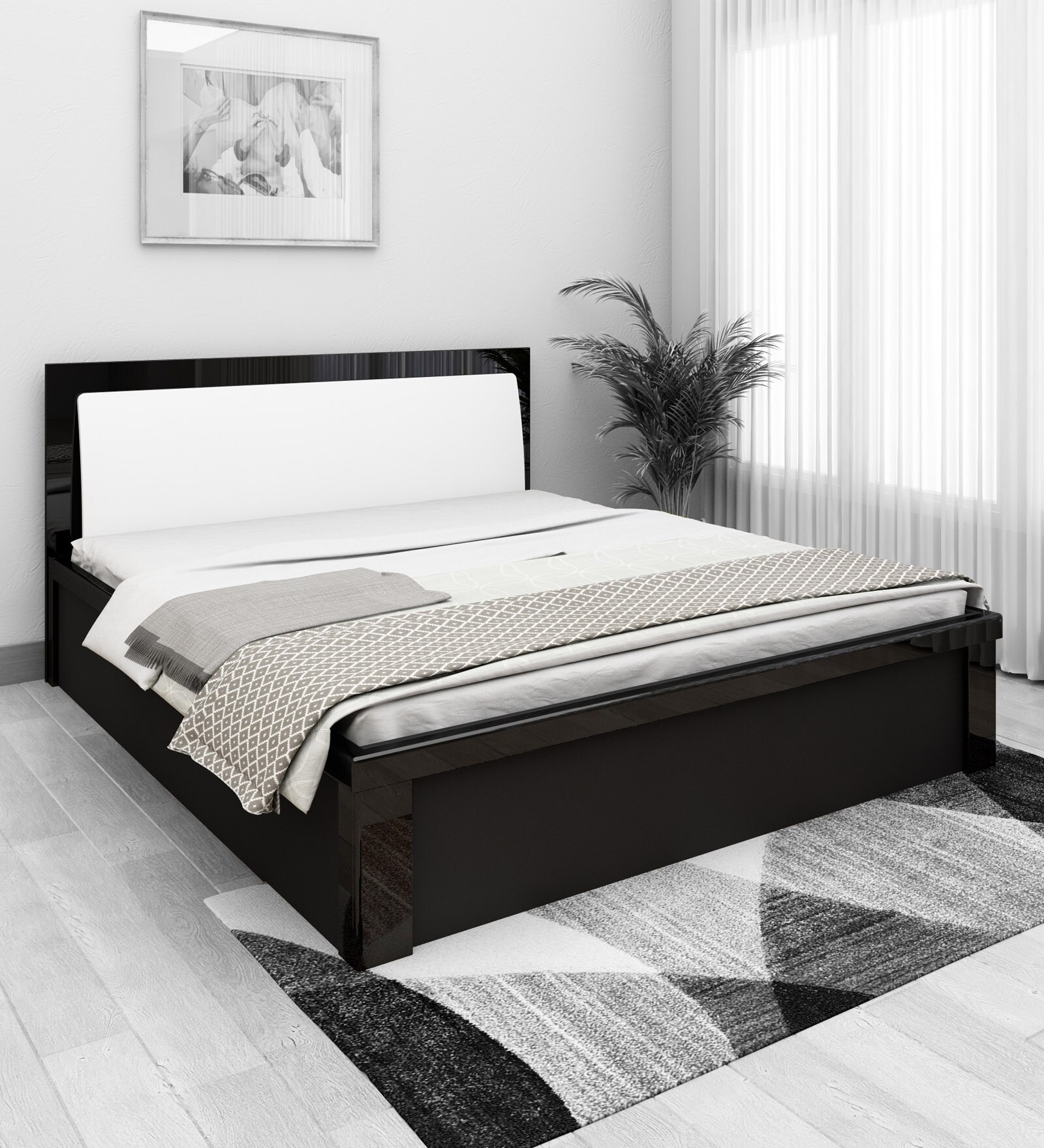 Buy Queen Size Bed with Hydraulic Storage in Wenge Color by Crystal