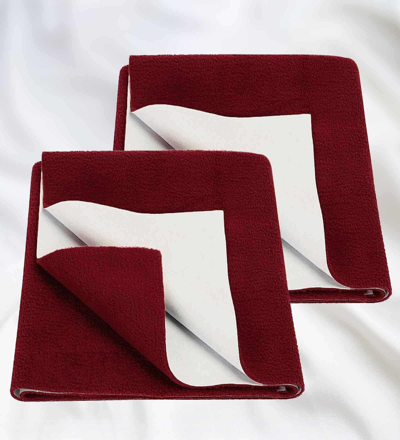 Quick Dry and Waterproof Maroon Cotton Bed Protector Pack of 2