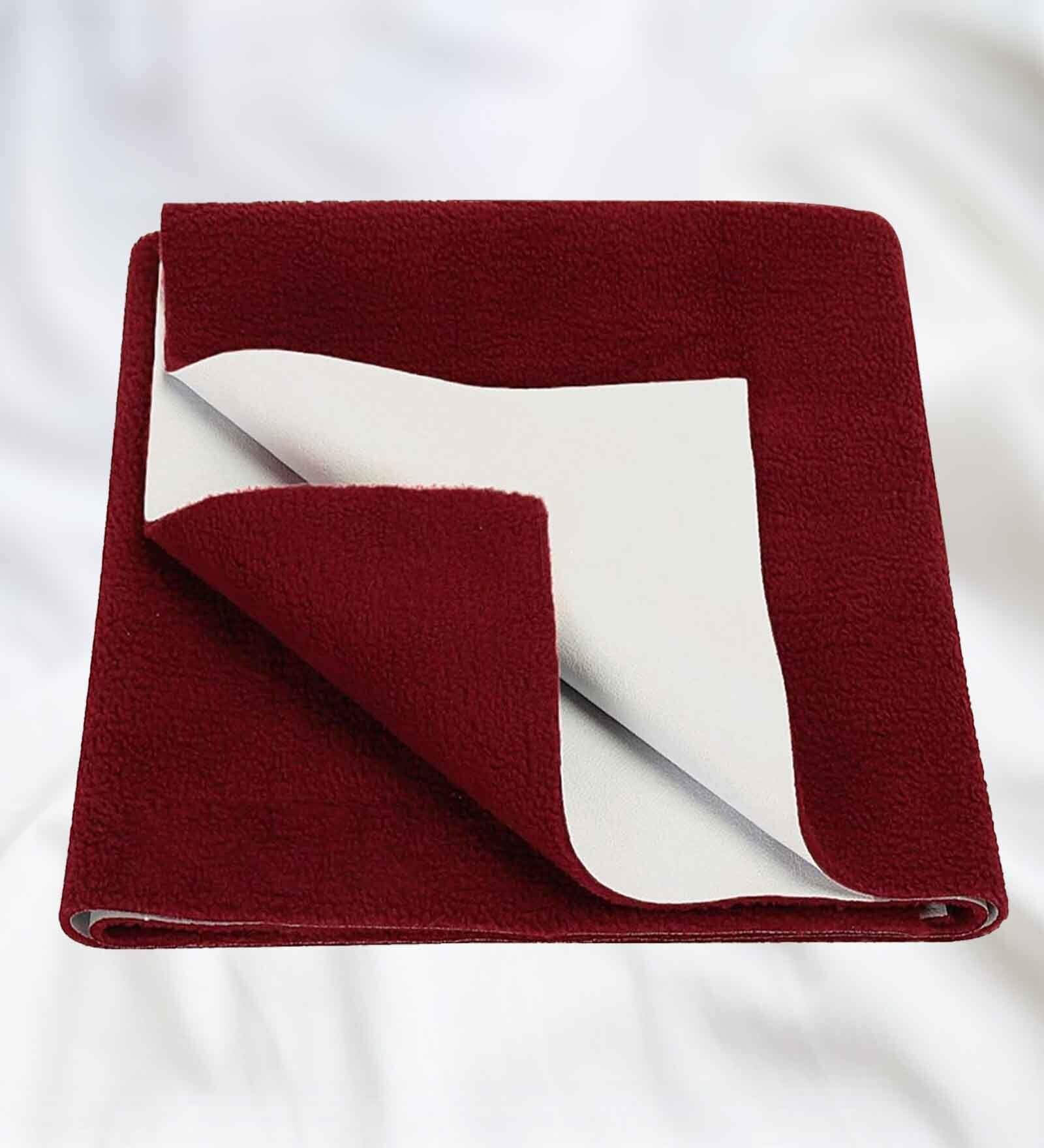 Quick Dry and Waterproof Maroon Cotton Baby Bed Protector Medium