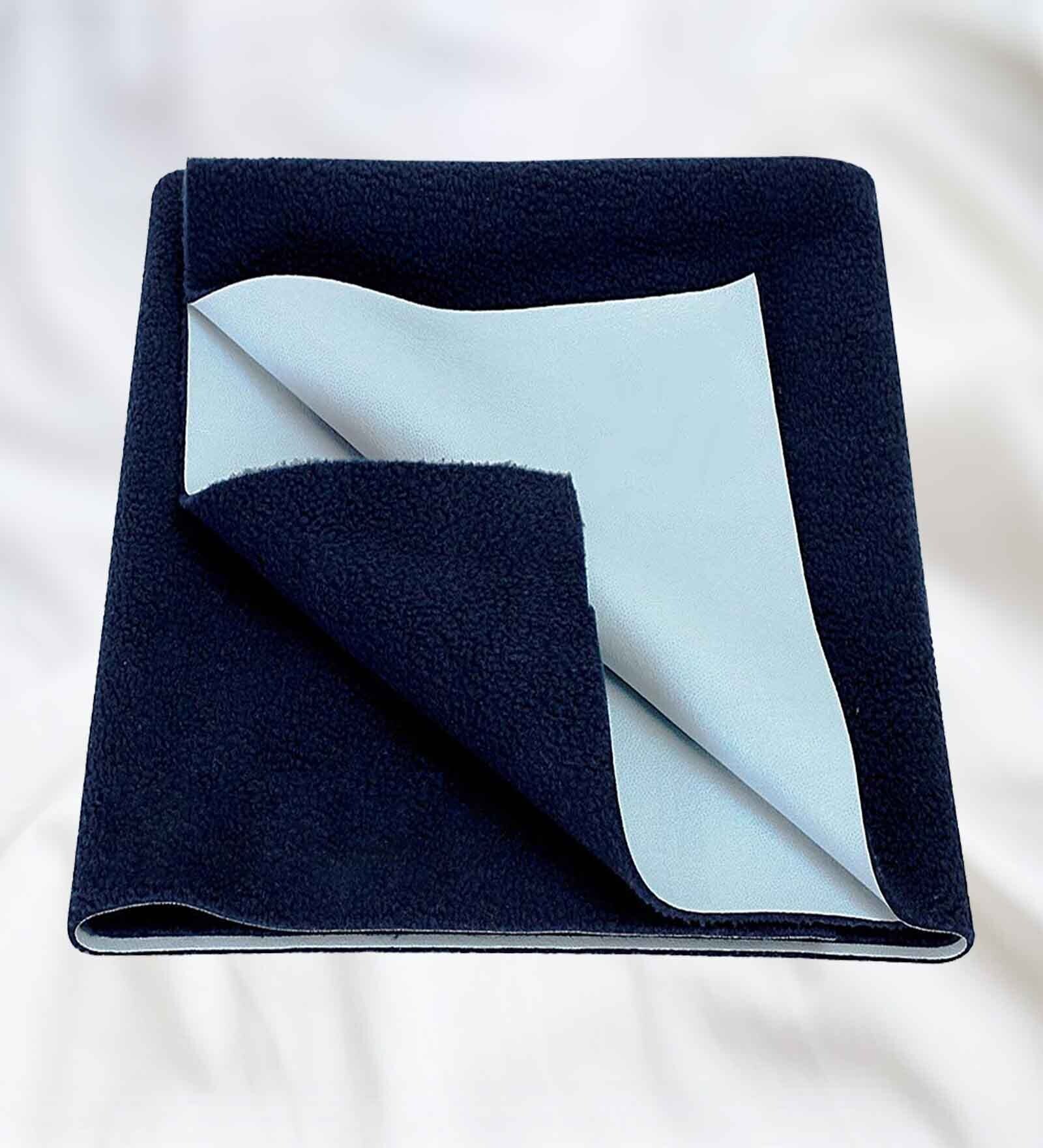 Quick Dry and Waterproof Navy Blue Cotton Baby Bed Protector Medium