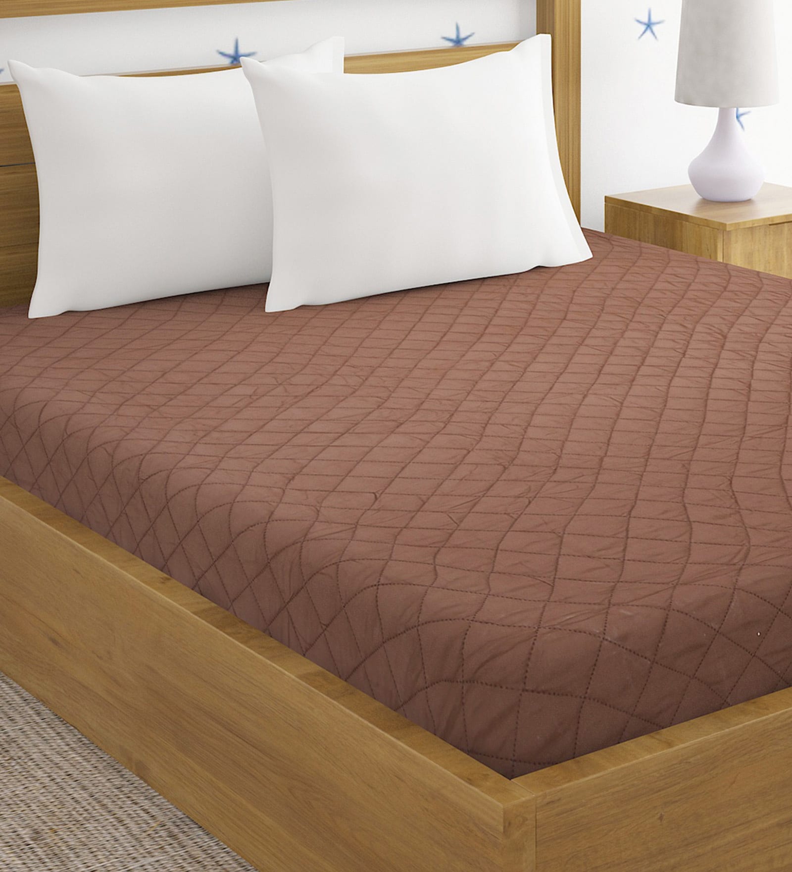 Buy Quilted (78x72) Cotton King Size Mattress Protector in Brown Colour at 61 OFF by Hosta