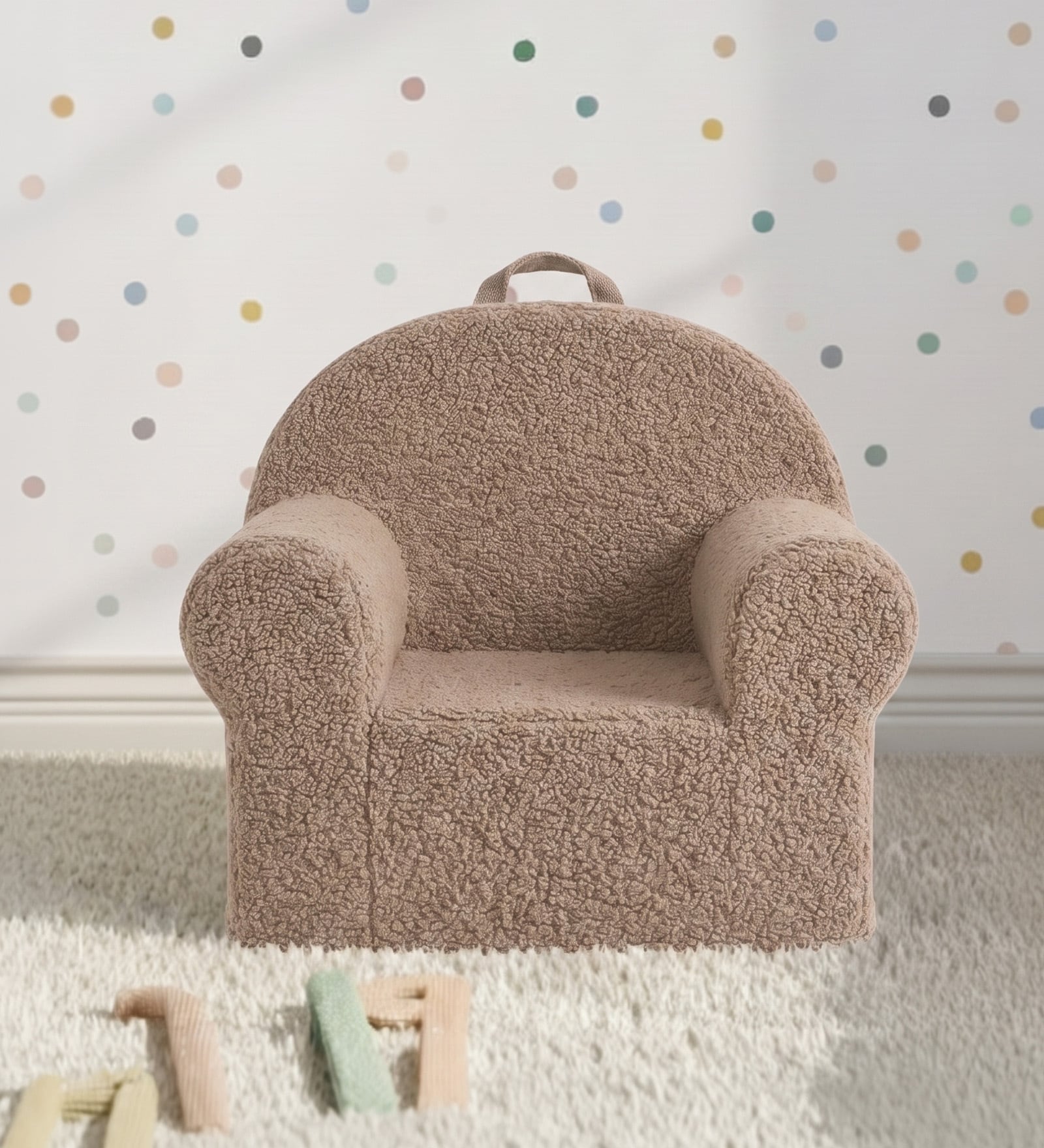 Quilted Corduroy Kids Lounge Chair In Brown Colour