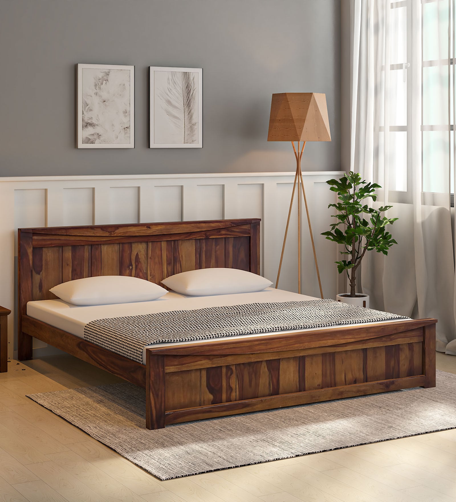 Buy Quincy Sheesham Wood King Size Bed In Provincial Teak Finish at 11% ...