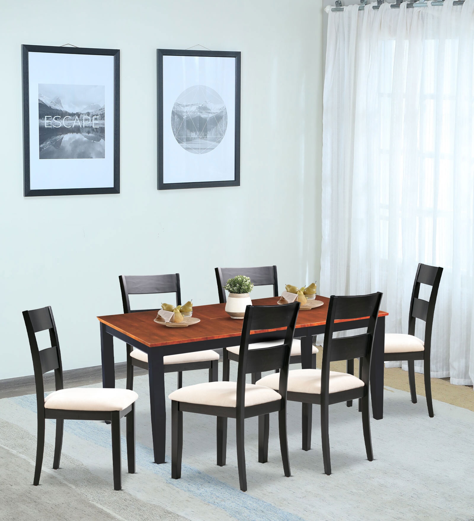 Buy Sake 6 Seater Extendable Dining Set in Cherry & Black Finish at 32% ...